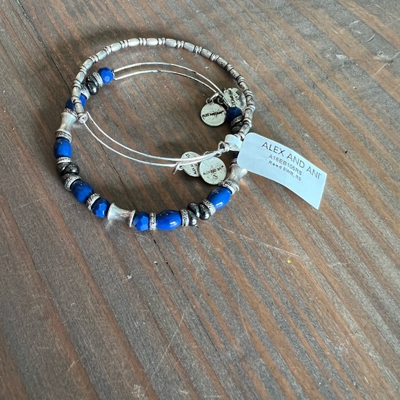 Alex and Ani stackable bracelets. Silver and blue - Picture 2 of 3